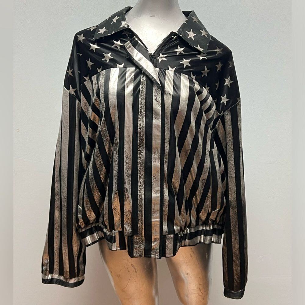 Rainbow Collection Metallic Flag Jacket Womens Vintage